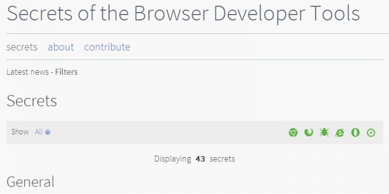 Browser developer tools secrets reveal on website