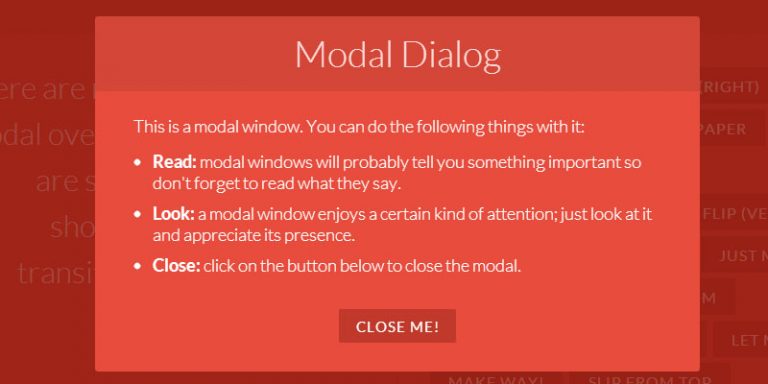 Modern model dialog box in CSS3