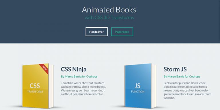 Animated books using css3d transform