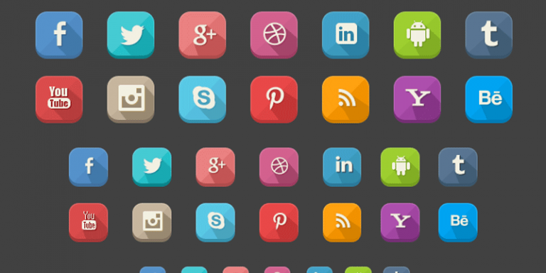 Download free 43 extended shadow social icons for free