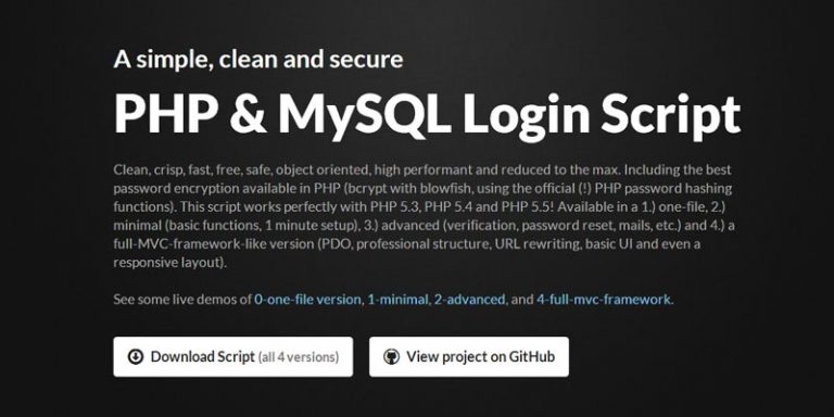 Open source free PHP and Mysql login script
