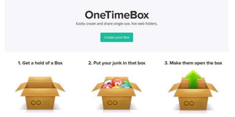 OneTimeBox: To create self-disposable public storage box to upload, share and delete files