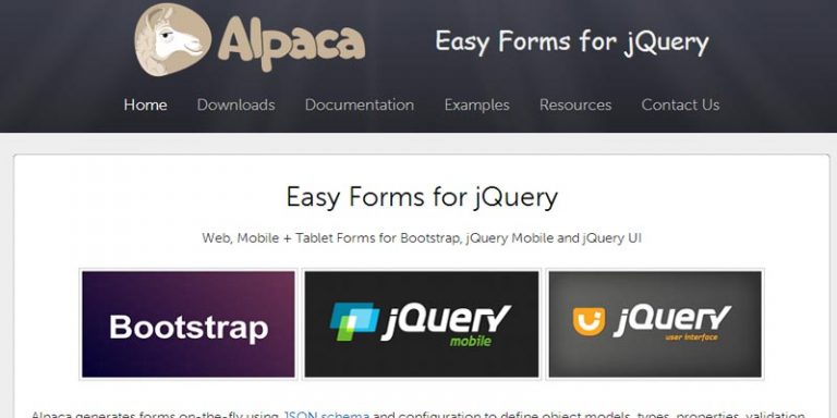 Alpacs: A jquery plugin to build easy forms using JSON Schema