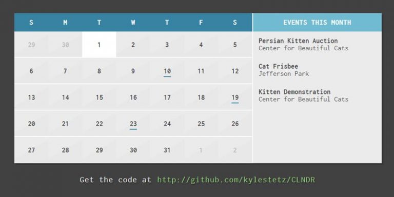 Clndr: A jquery plugin to create calendar