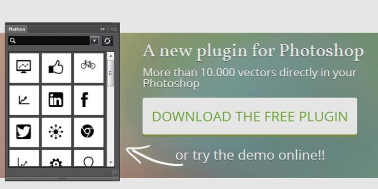 Free Photoshop plugin to get thousands of Flat icons from Flaticon.com