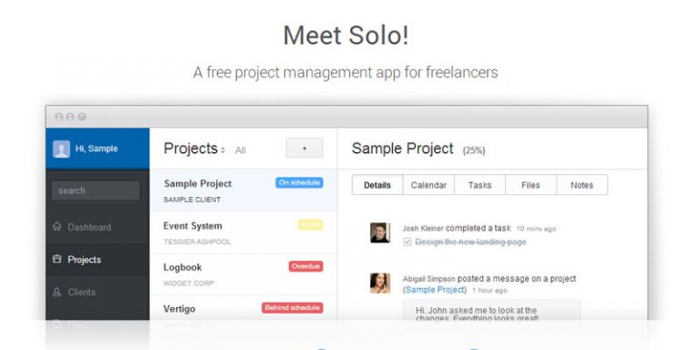 Solo: A free project management application for Freelancers