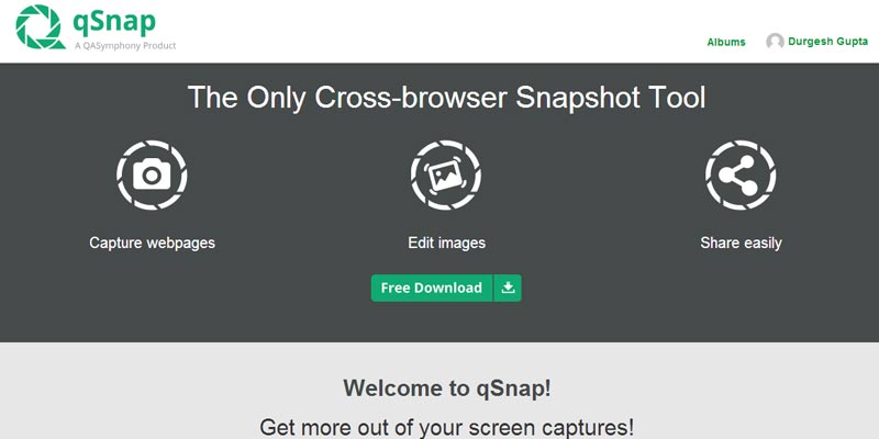 qSnap: An awesome browser extension to capture web page screenshot