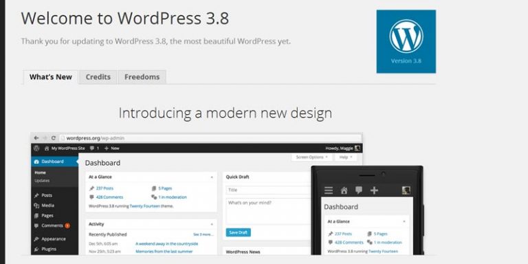 Wordpress 3.8 update is arrived