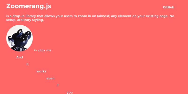 Zoomerang.js Zoom in and Zoom out anything on web page